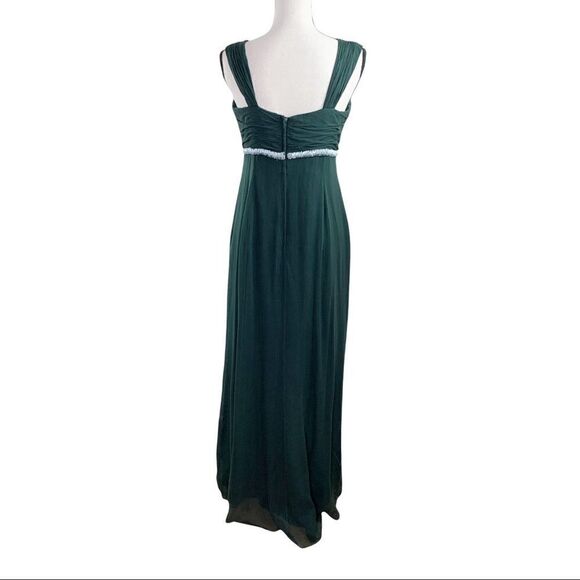 Liancarlo Couture Dark Green Silk Chiffon Grecian Gown w/Beading Sz 12 - Picture 3 of 13